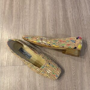 Margaret Jerrold Square Toe Woven Cork Flats Shoes Vintage Size 8.5